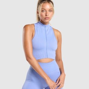 Gymshark Lavender Zip Front Crop Top